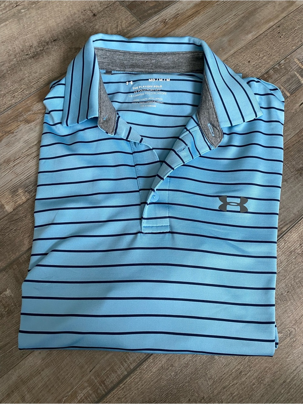 Jordan Men's Light Blue Polo with Navy Stripes